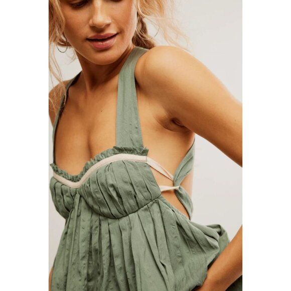 Free People Free-est Sage‎ Green Poppy Midi Dress  SZ XS - Picture 4 of 11